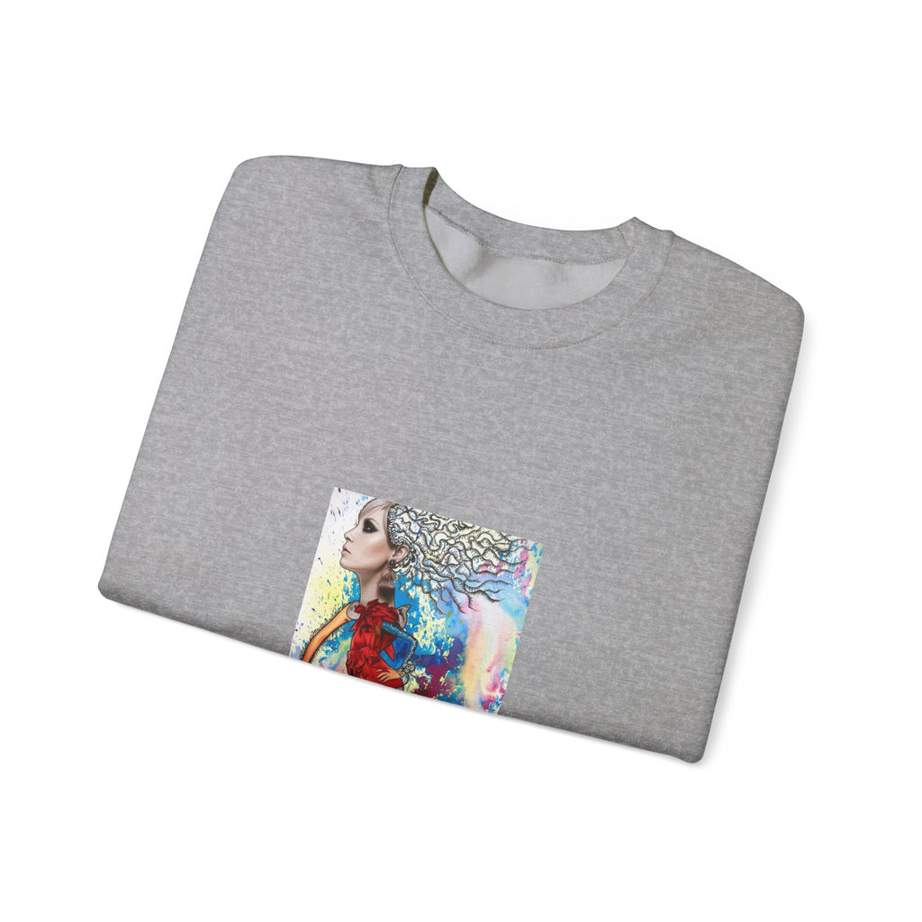 Crewneck Sweatshirt — Colorful Watercolor Portrait Art Print