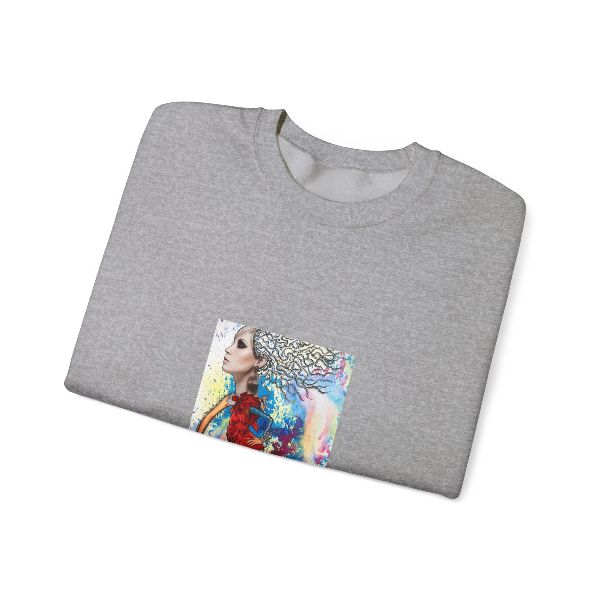 Crewneck Sweatshirt — Colorful Watercolor Portrait Art Print