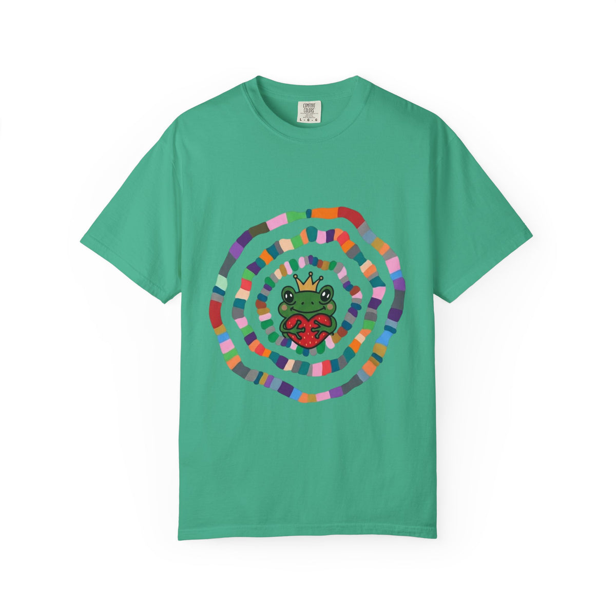 Crowned Frog Heart T-Shirt | Colorful Spiral Doodle