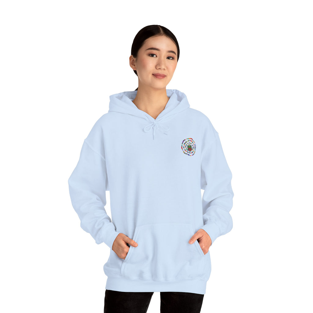 Floral Mandala Logo Hoodie | Small Chest Emblem Sweatshirt