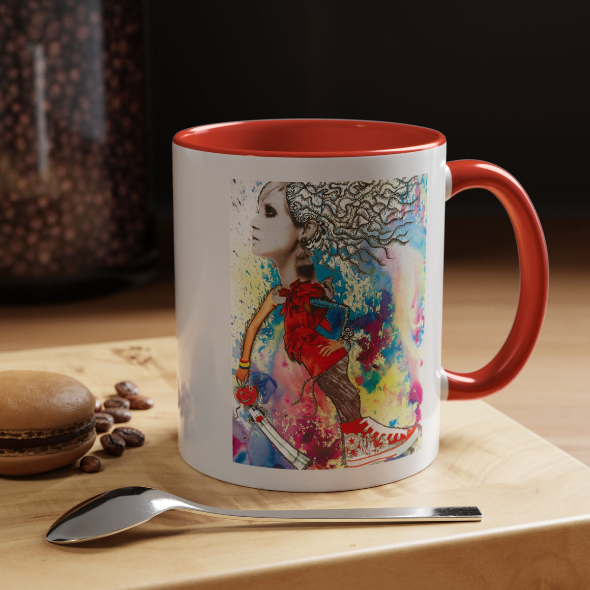 Colorful Abstract Woman Portrait Mug | Accent Coffee Mug