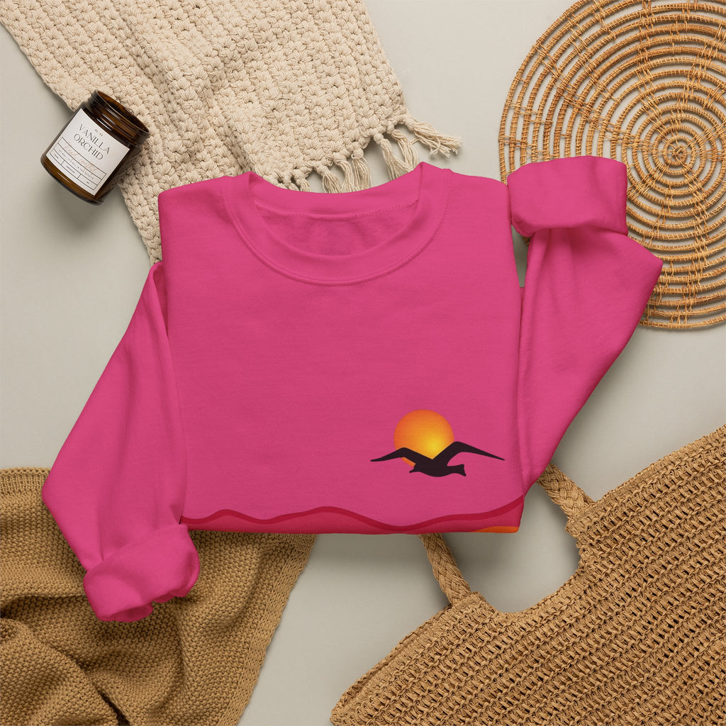 Desert Sunset Landscape Sweatshirt | Sunset Dunes with Road and Bird