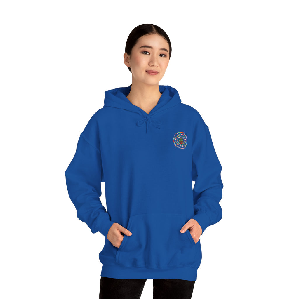Floral Mandala Logo Hoodie | Small Chest Emblem Sweatshirt