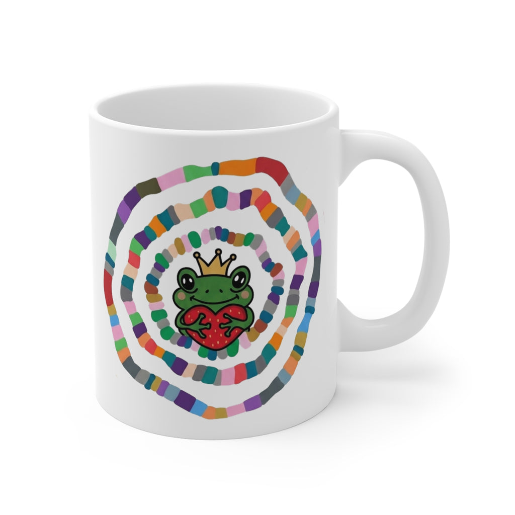 Crowned Frog Heart, Mug | Colorful Spiral Doodle