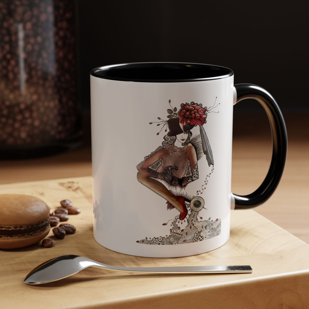 Floral Skull Pinup Mug | Accent Coffee Mug