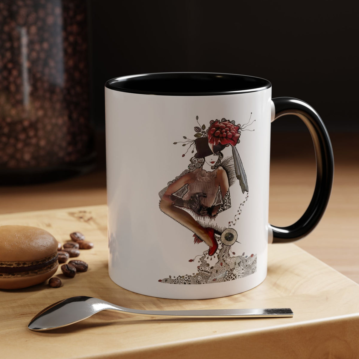 Floral Skull Pinup Mug | Accent Coffee Mug