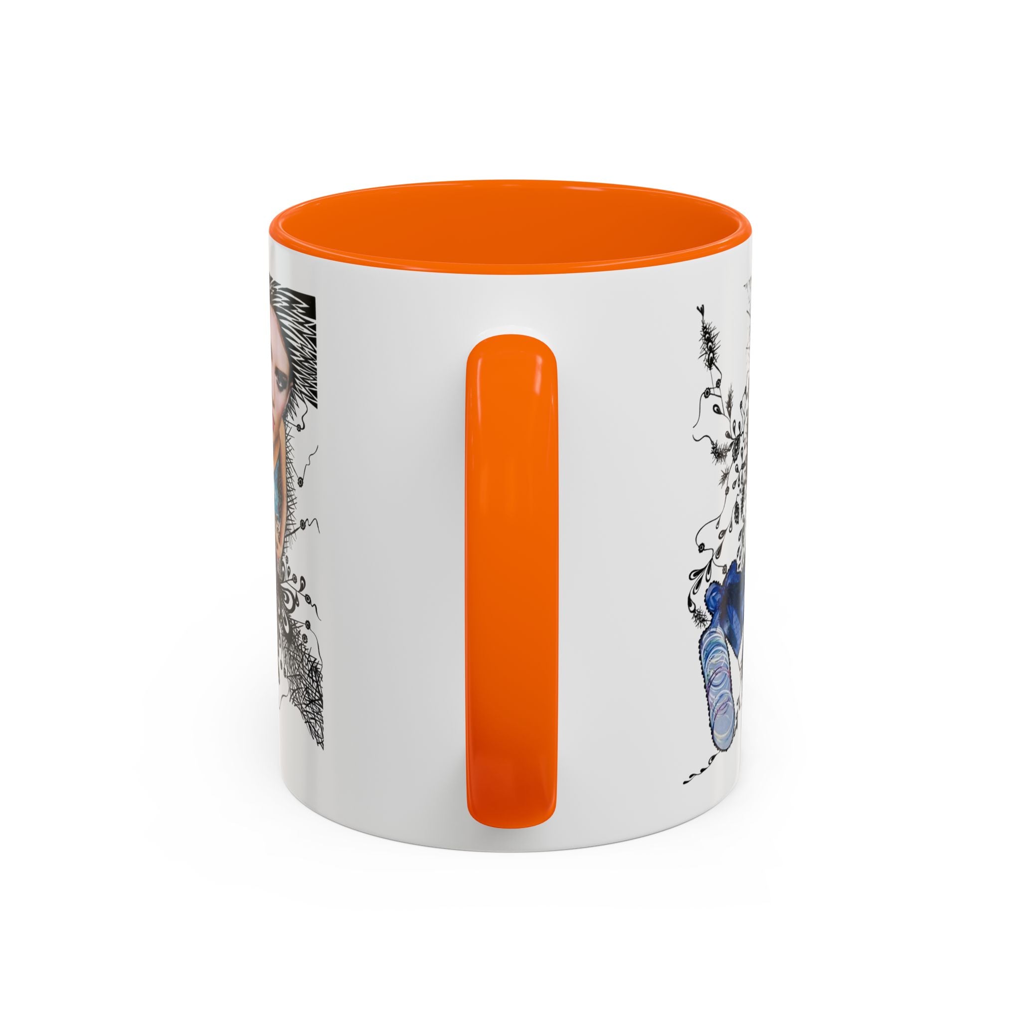 Fashion Illustration Girl Mug | Accent Coffee Mug, Black Handle