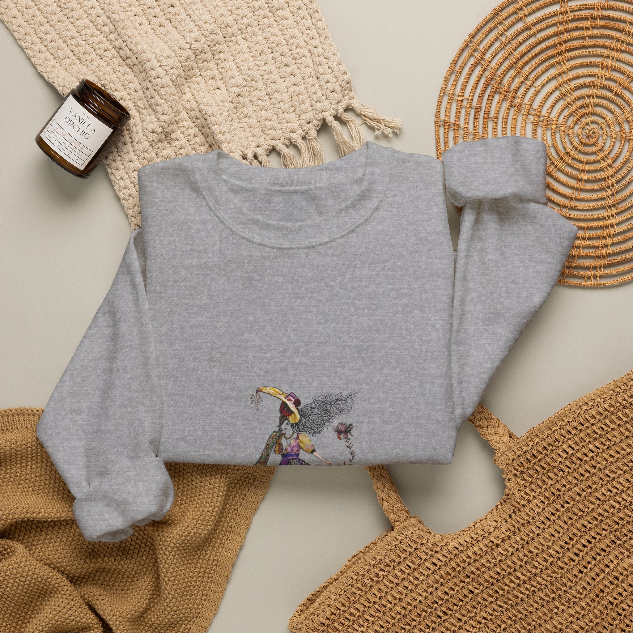 Crewneck Sweatshirt - Gothic Jester Skeleton Illustration