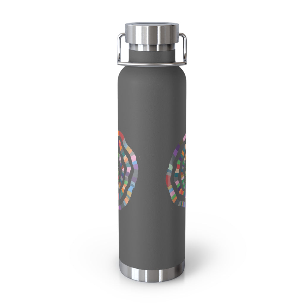 Colorful Mosaic Frog Heart Copper Water Bottle, 22oz
