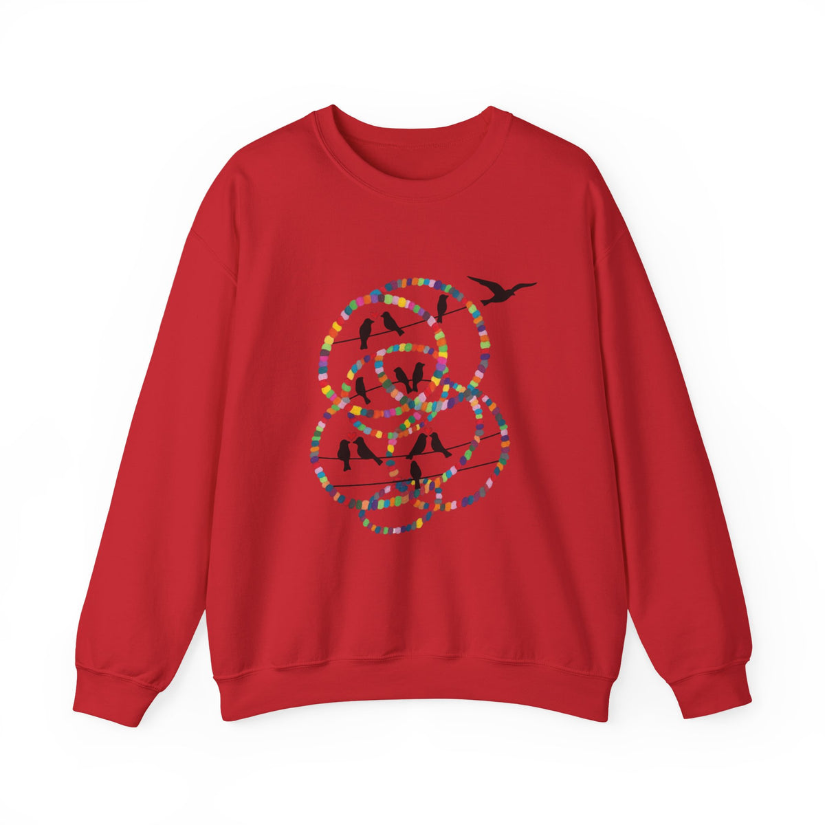 Colorful Hoop Birds sweatshirt | Minimal Circles Bird Silhouette Crewneck