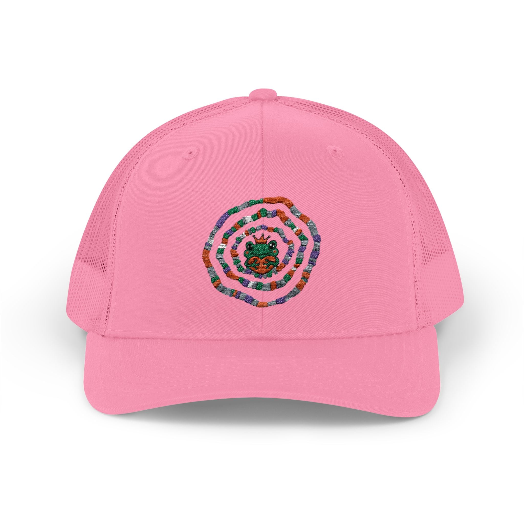 Spiral Mosaic Flower Snapback Trucker Cap | Embroidered Floral Circle