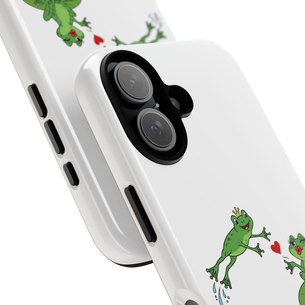 Kissing Frog Illustration Tough Phone Case | Cute Lily Pad Love Design
