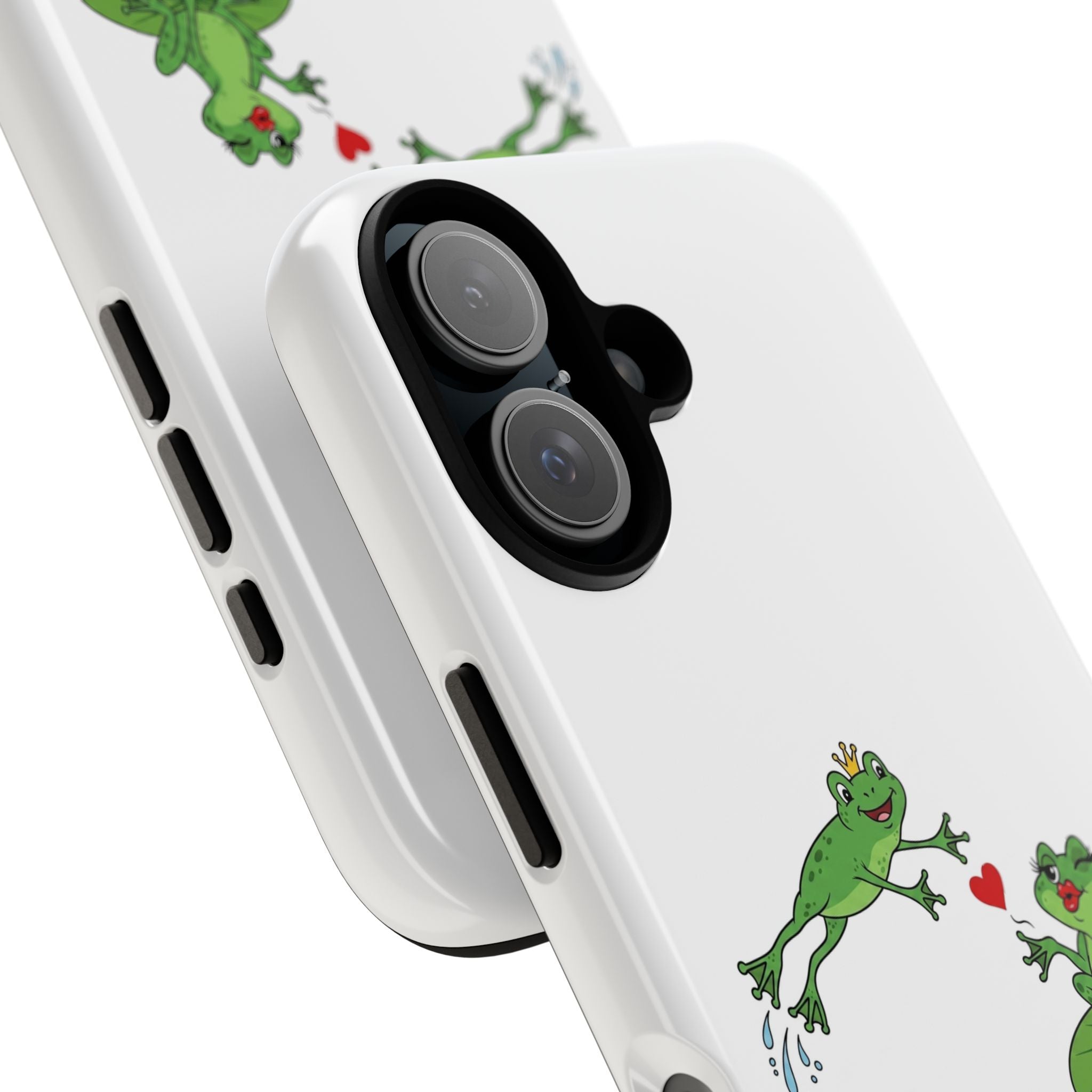Kissing Frog Illustration Tough Phone Case | Cute Lily Pad Love Design