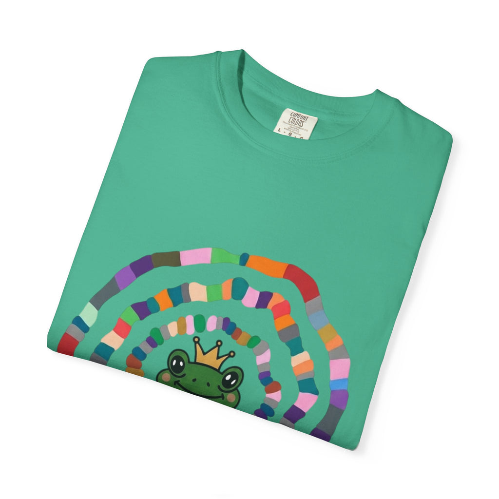 Crowned Frog Heart T-Shirt | Colorful Spiral Doodle