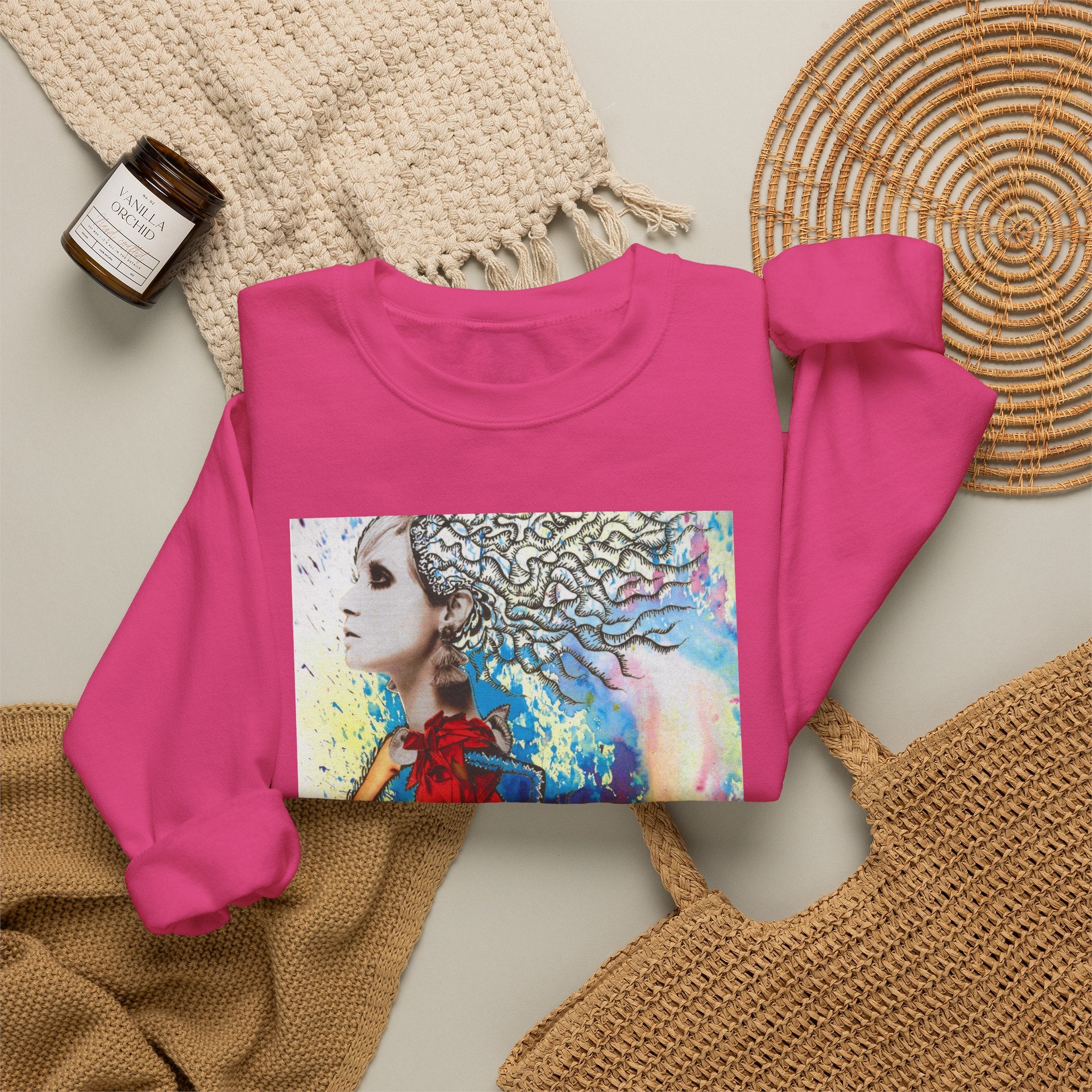 Colorful Abstract Woman Portrait Sweatshirt | Psychedelic Paint Art