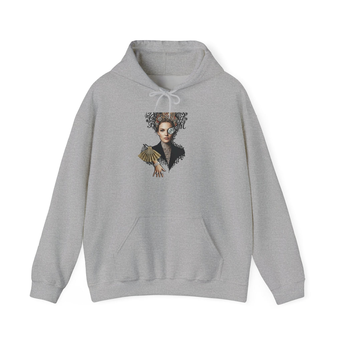 Artistic Portrait Hoodie – Elegant Woman Floral Crown Pullover