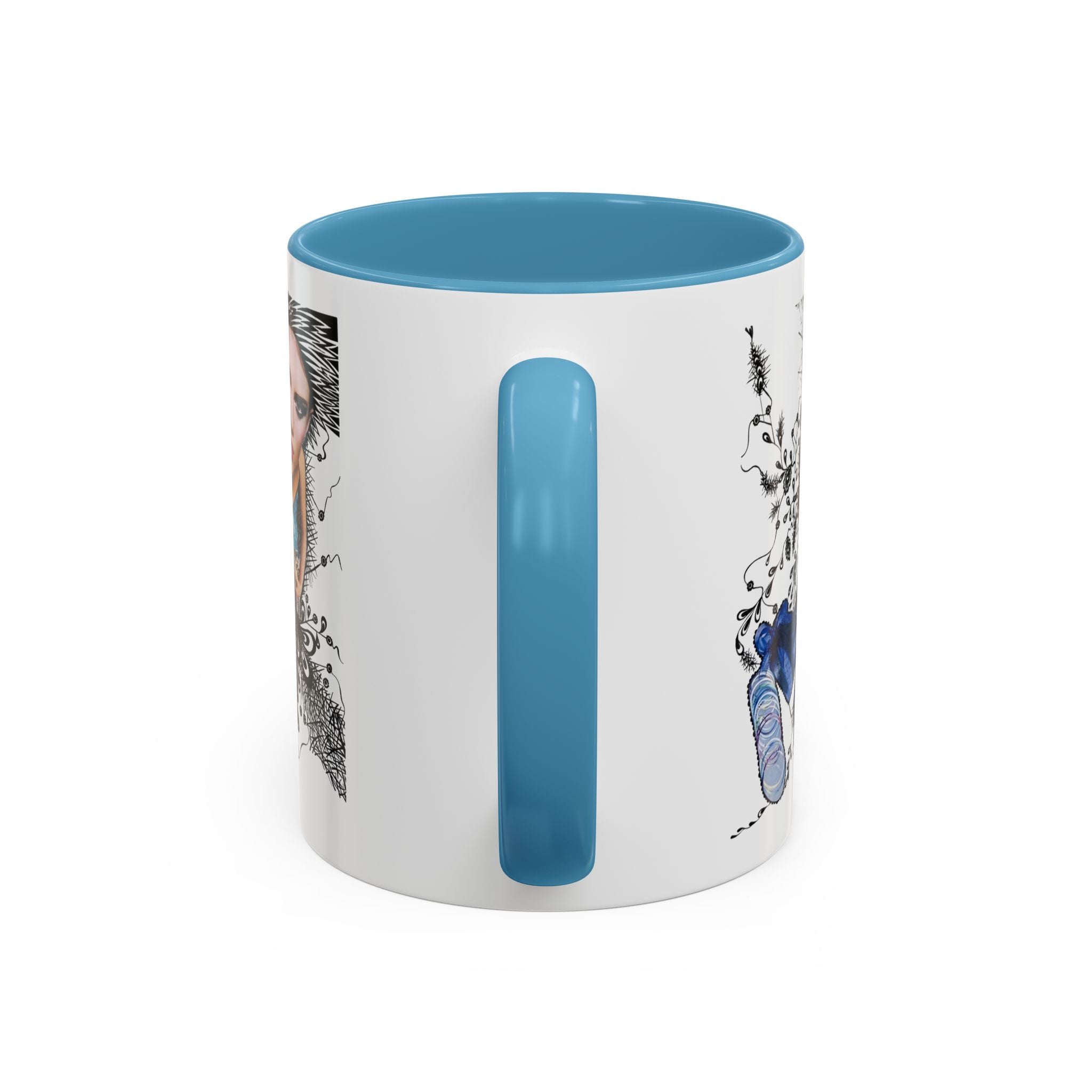 Fashion Illustration Girl Mug | Accent Coffee Mug, Black Handle