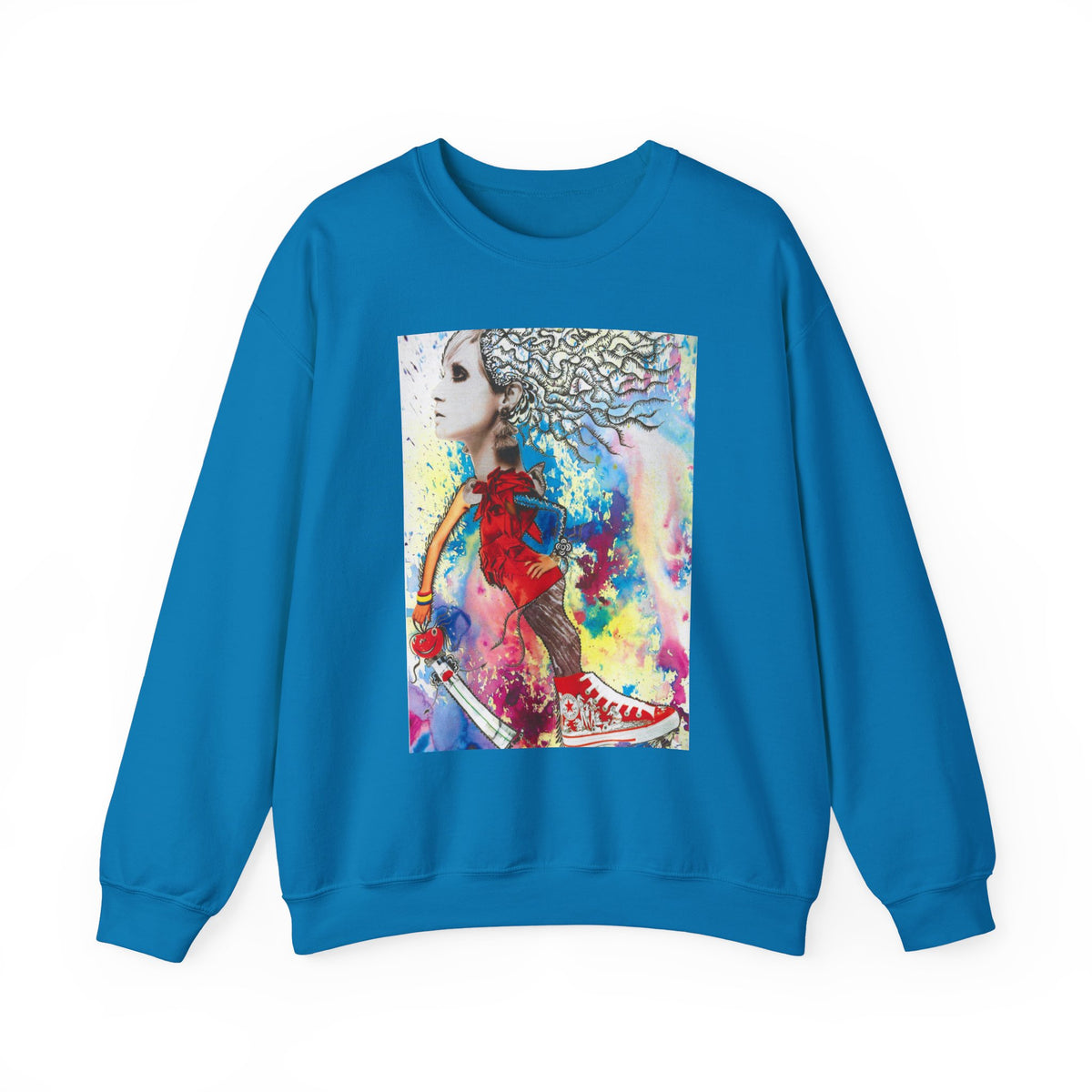 Colorful Abstract Woman Portrait Sweatshirt | Psychedelic Paint Art