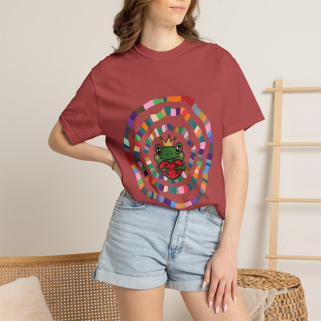Crowned Frog Heart T-Shirt | Colorful Spiral Doodle