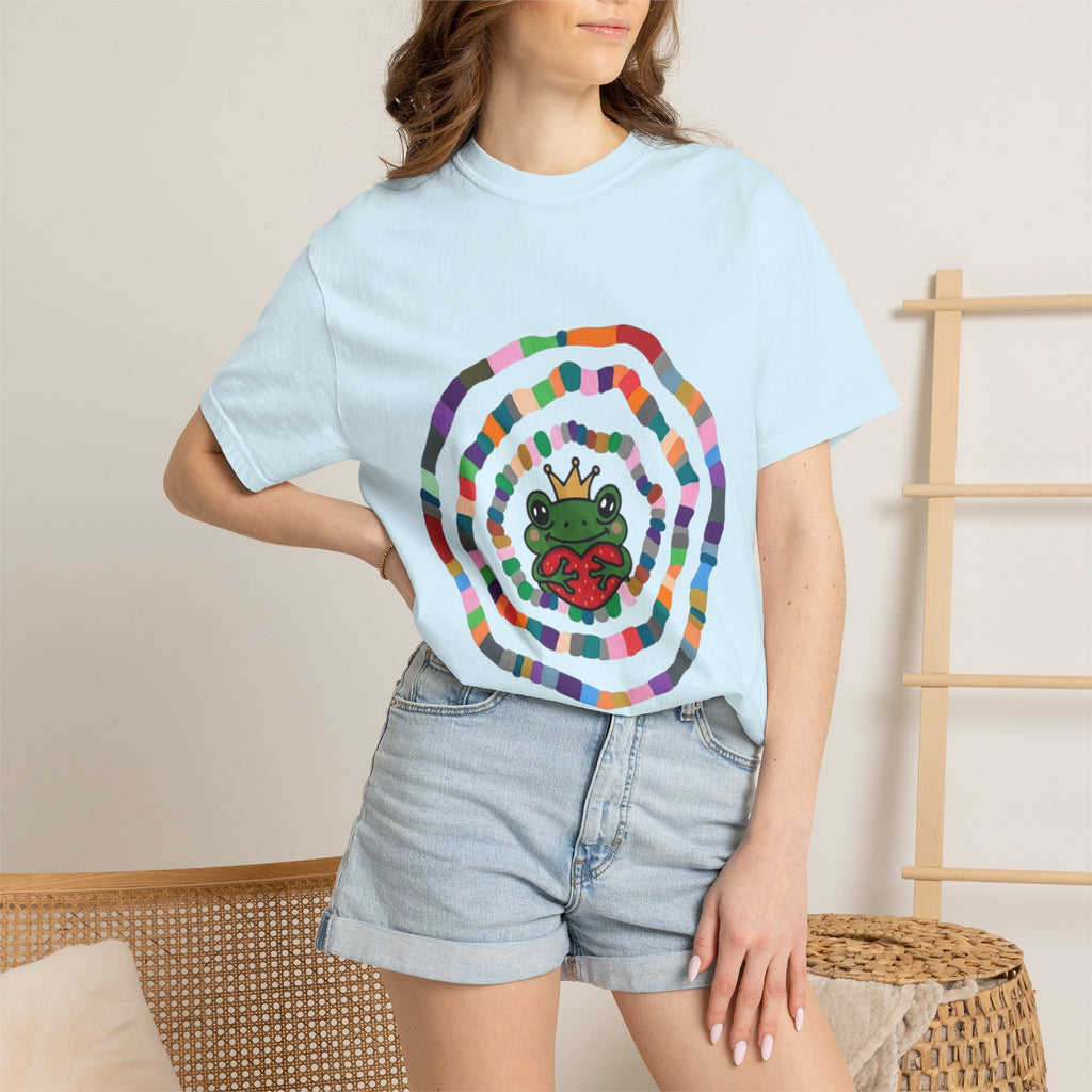 Crowned Frog Heart T-Shirt | Colorful Spiral Doodle