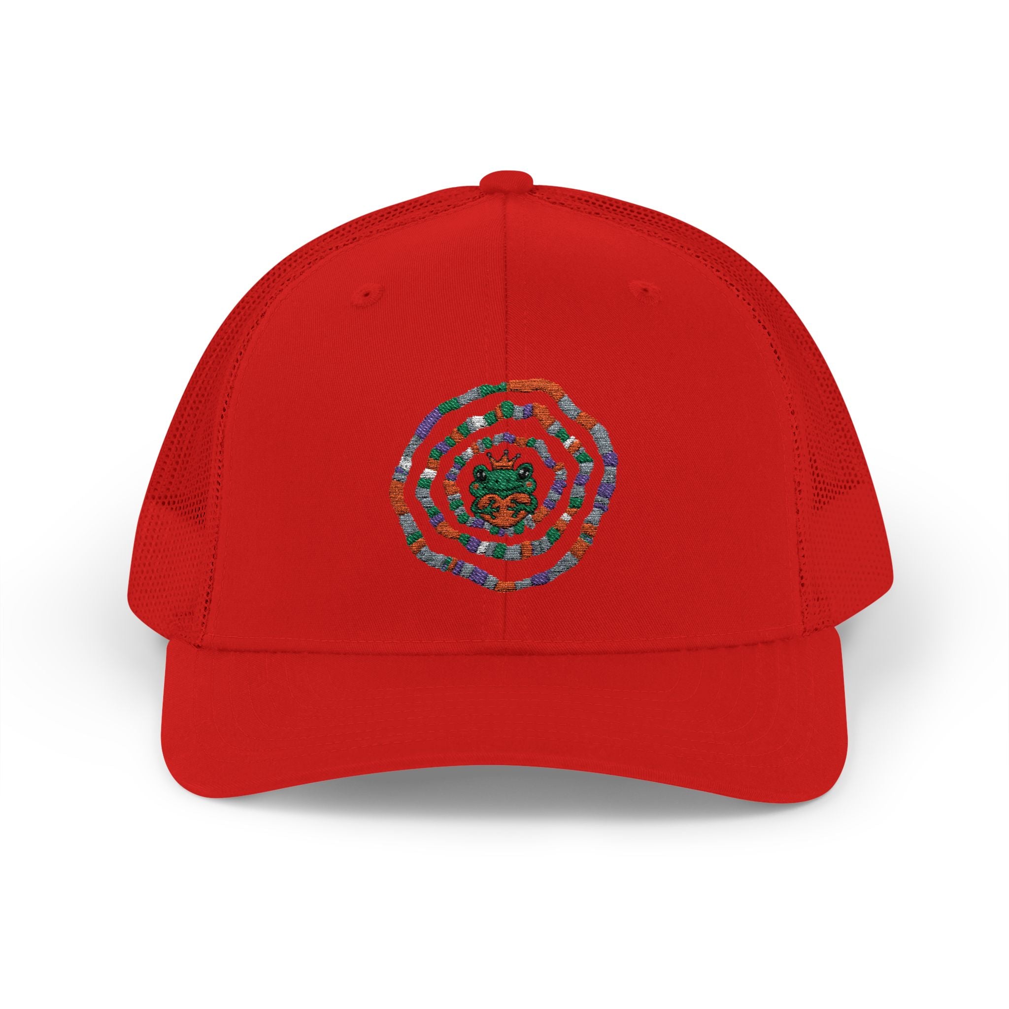 Spiral Mosaic Flower Snapback Trucker Cap | Embroidered Floral Circle