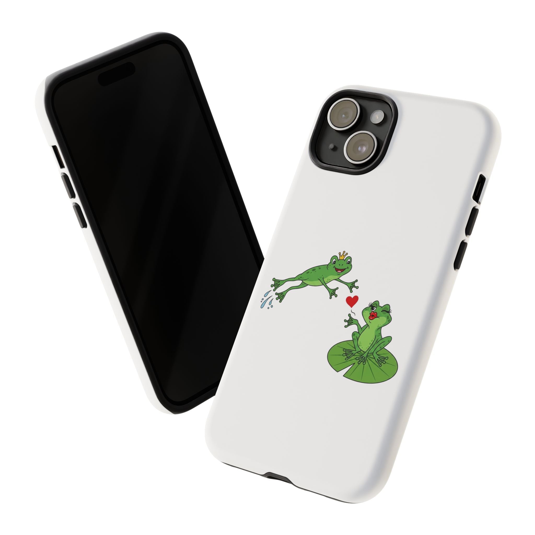 Kissing Frog Illustration Tough Phone Case | Cute Lily Pad Love Design