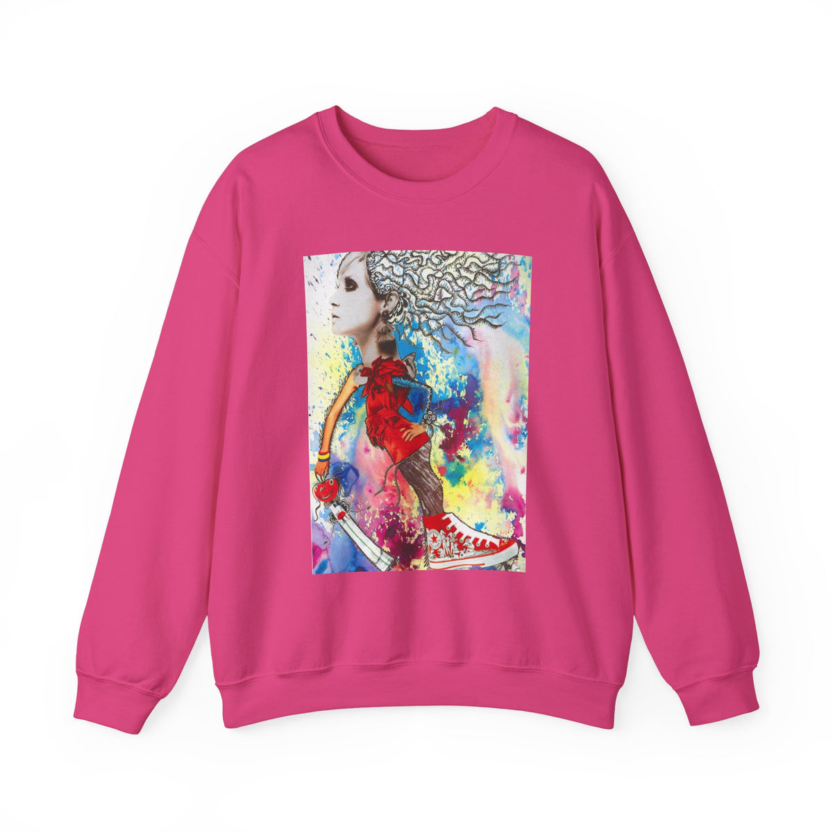 Colorful Abstract Woman Portrait Sweatshirt | Psychedelic Paint Art