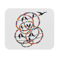 Colorful Beaded Rings with Silhouette Birds Mouse Pad