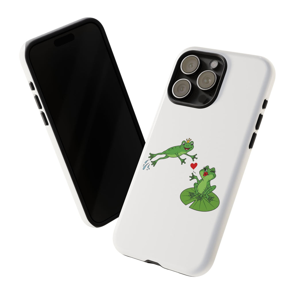 Kissing Frog Illustration Tough Phone Case | Cute Lily Pad Love Design
