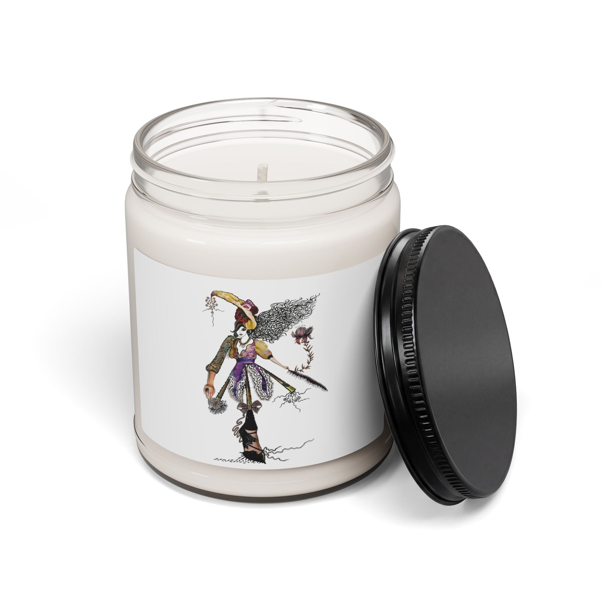 Witchy Harvest Scented Soy Candle — Autumn Witch Illustration, 9oz