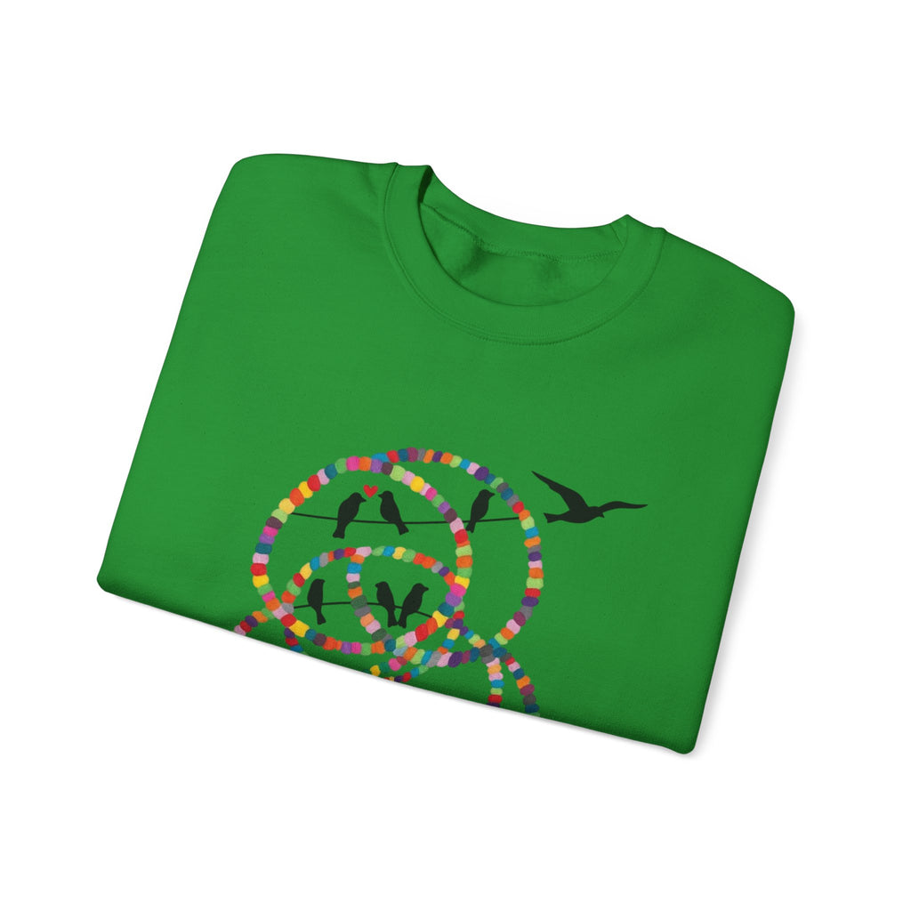 Colorful Hoop Birds sweatshirt | Minimal Circles Bird Silhouette Crewneck
