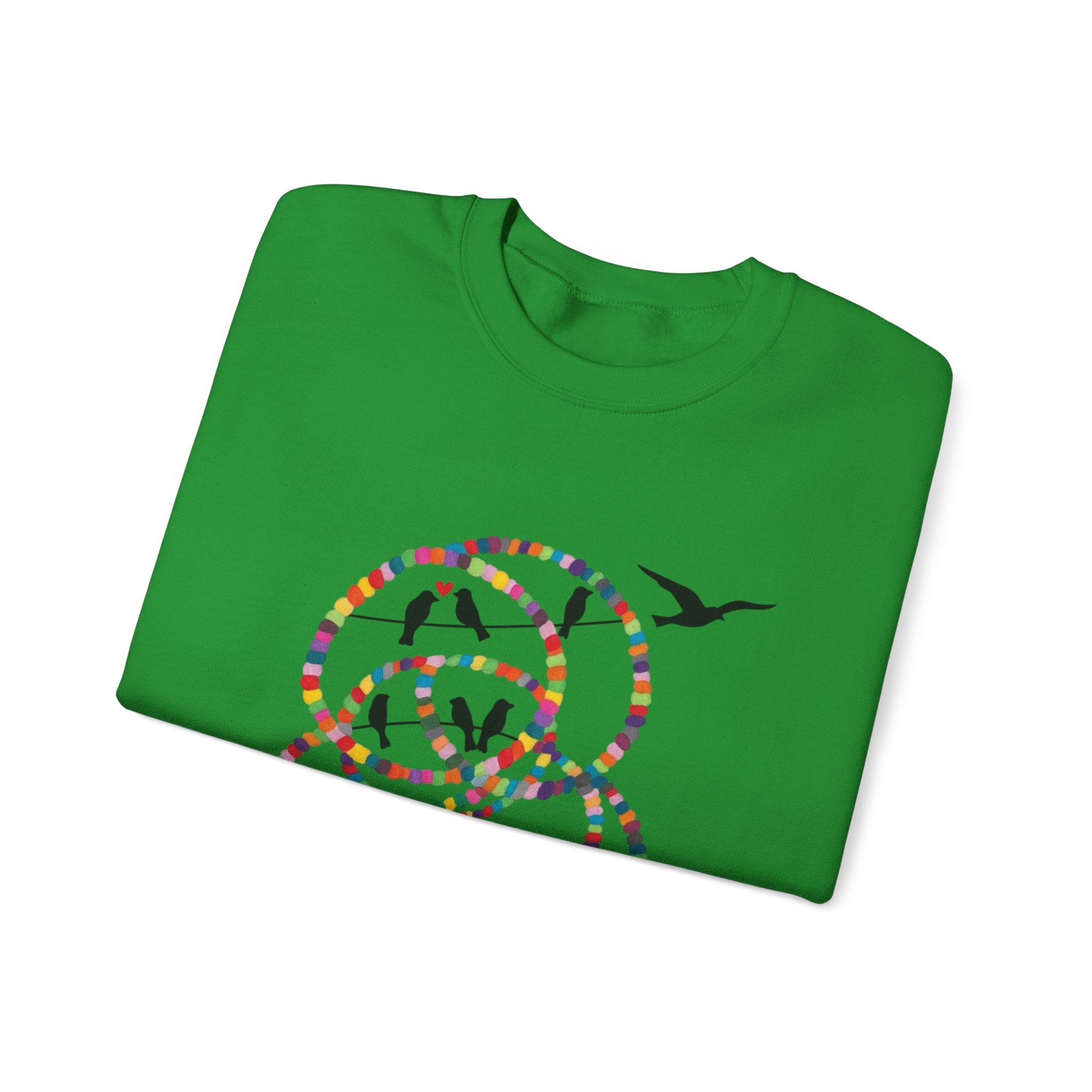Colorful Hoop Birds sweatshirt | Minimal Circles Bird Silhouette Crewneck