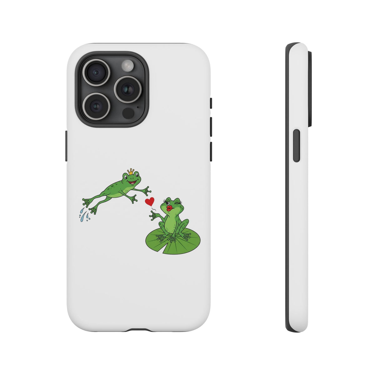 Kissing Frog Illustration Tough Phone Case | Cute Lily Pad Love Design