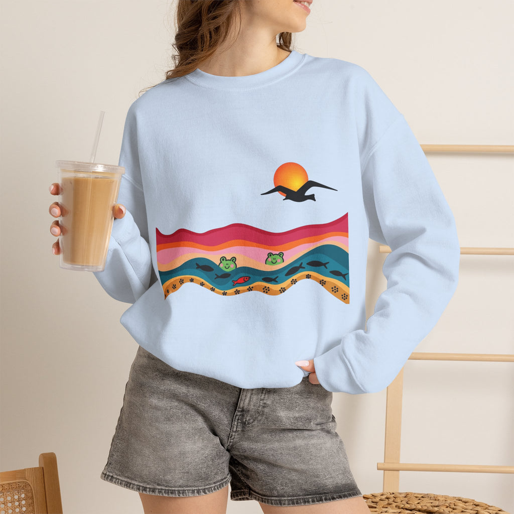 Desert Sunset Landscape Sweatshirt | Sunset Dunes with Road and Bird