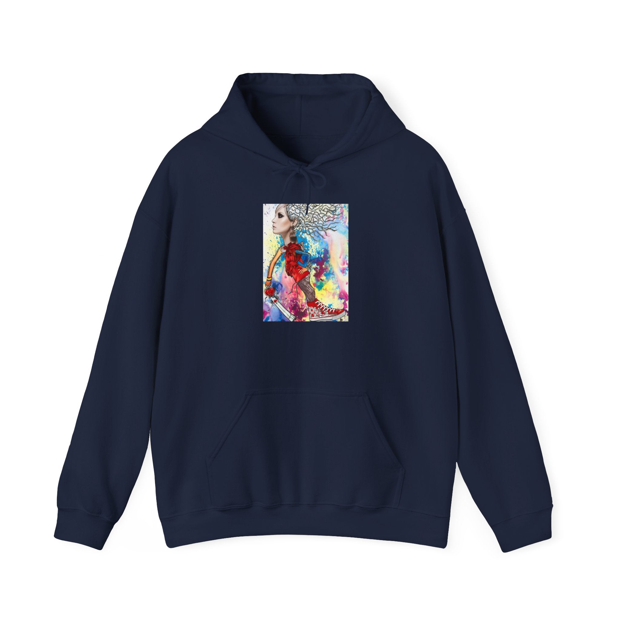 Colorful Mermaid Art Hoodie — Vibrant Watercolor Seahorse & Mermaid Graphic