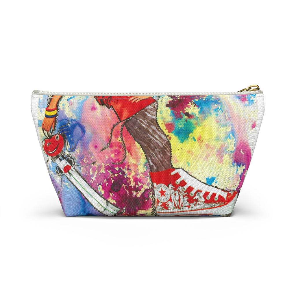 Colorful Girl Illustration Accessory Pouch | T-Bottom Cosmetic Bag