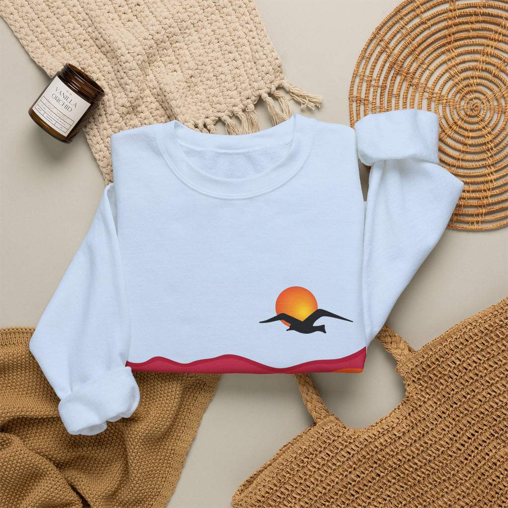Desert Sunset Landscape Sweatshirt | Sunset Dunes with Road and Bird