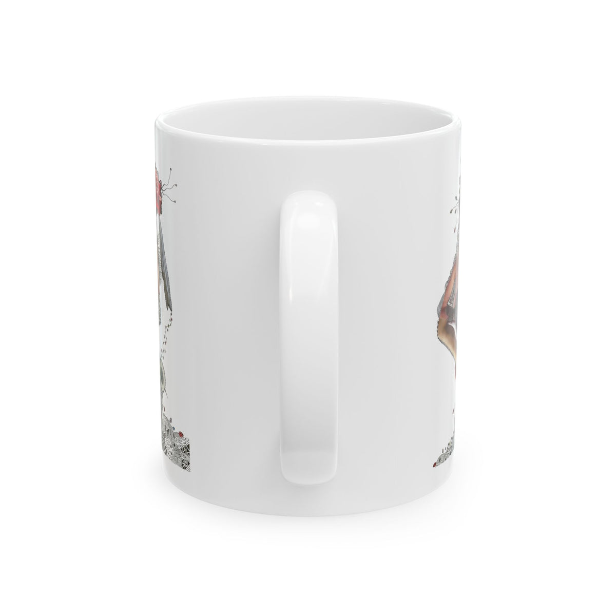 Floral Deer Illustration Mug | Ceramic Coffee Cup