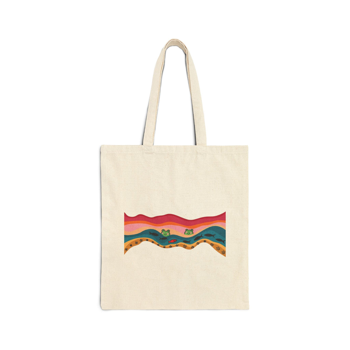 Canvas Tote Bag - Retro Sunset Desert Landscape Print