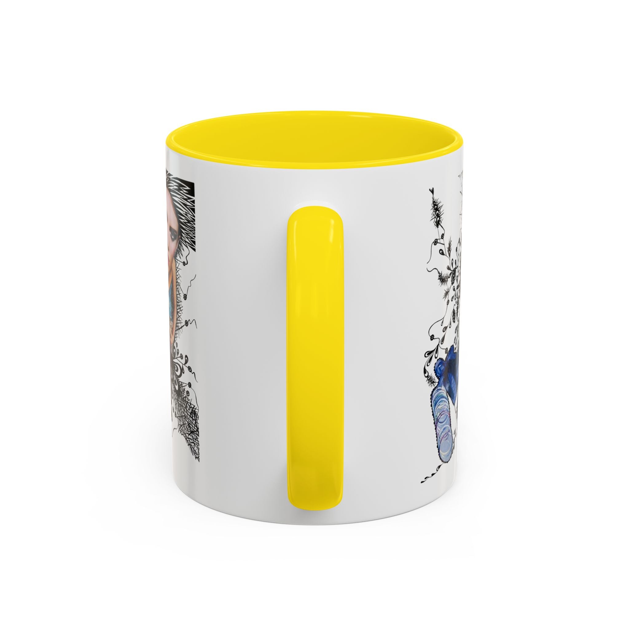 Fashion Illustration Girl Mug | Accent Coffee Mug, Black Handle