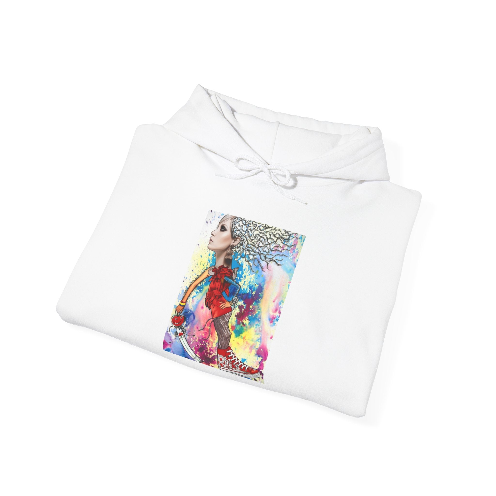 Colorful Mermaid Art Hoodie — Vibrant Watercolor Seahorse & Mermaid Graphic