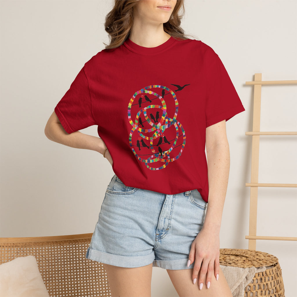 Bird Flight Graphic T-Shirt — Colorful Ring Silhouette Tee