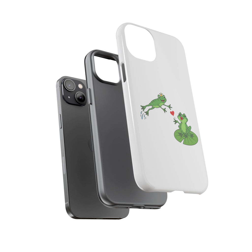 Kissing Frog Illustration Tough Phone Case | Cute Lily Pad Love Design