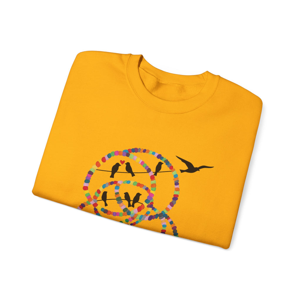 Colorful Hoop Birds sweatshirt | Minimal Circles Bird Silhouette Crewneck