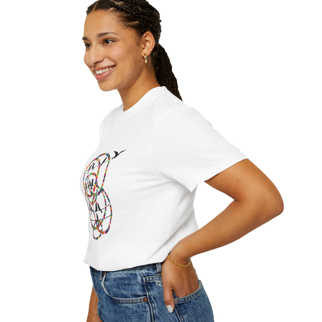 Bird Flight Graphic T-Shirt — Colorful Ring Silhouette Tee