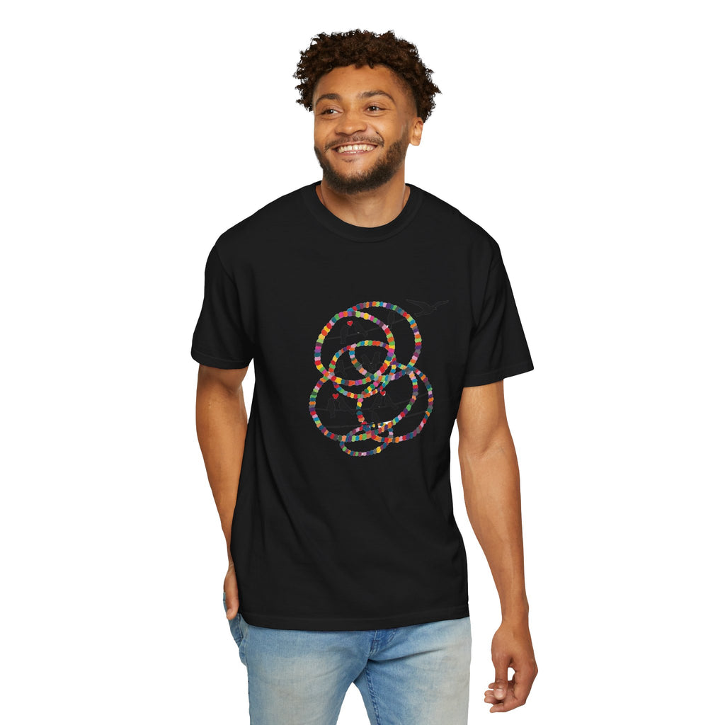 Bird Flight Graphic T-Shirt — Colorful Ring Silhouette Tee