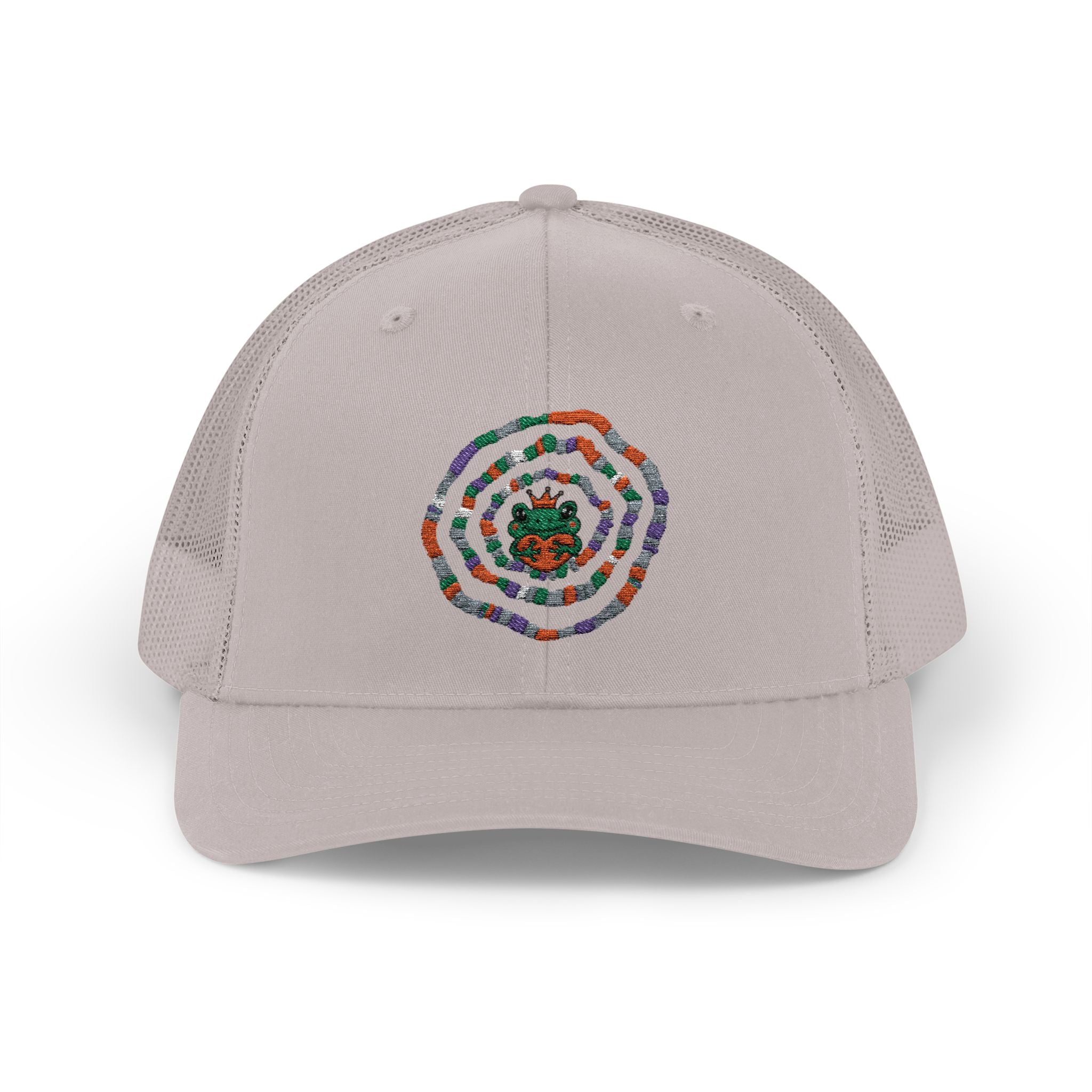 Spiral Mosaic Flower Snapback Trucker Cap | Embroidered Floral Circle