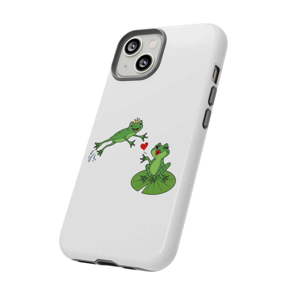 Kissing Frog Illustration Tough Phone Case | Cute Lily Pad Love Design