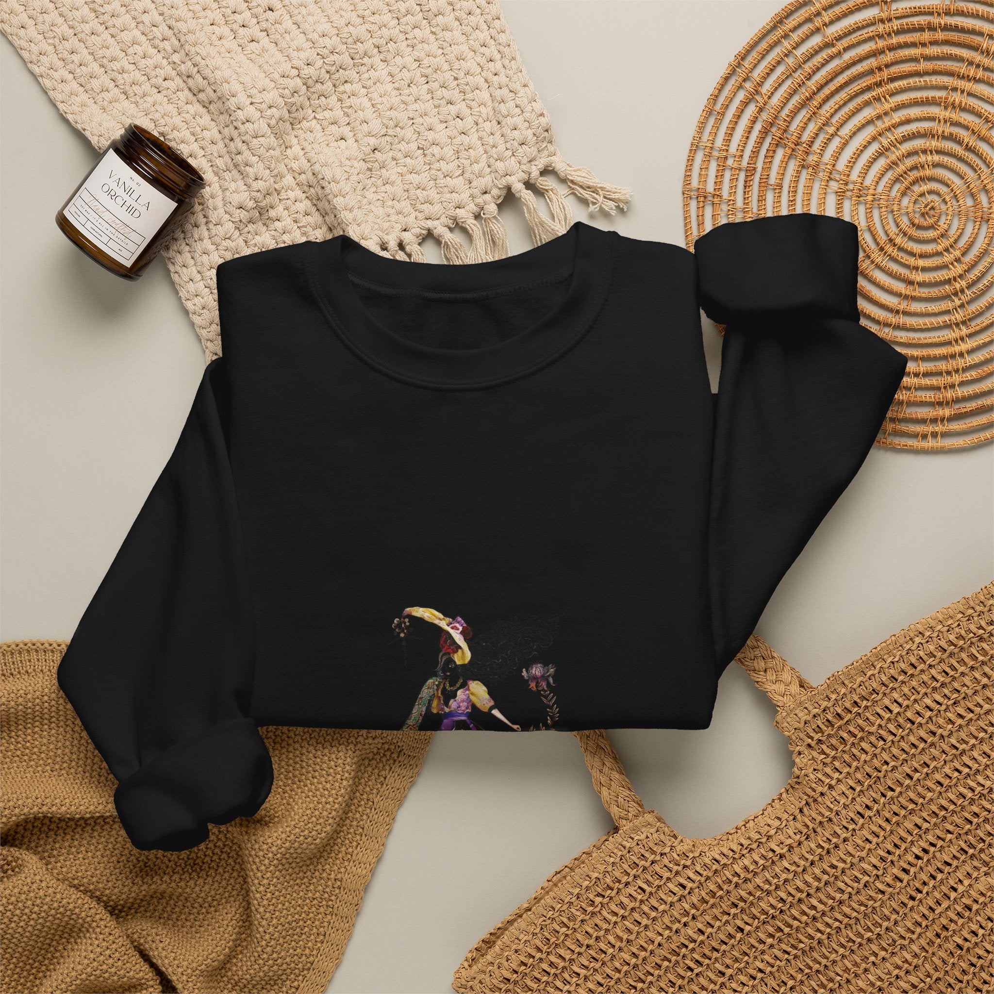 Crewneck Sweatshirt - Gothic Jester Skeleton Illustration