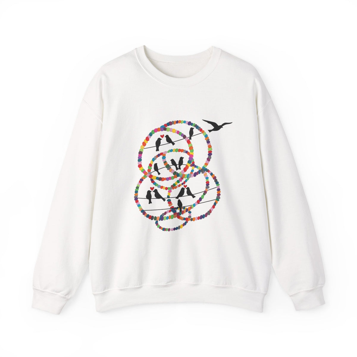Colorful Hoop Birds sweatshirt | Minimal Circles Bird Silhouette Crewneck